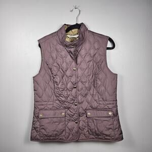 Eddie Bauer Goose Down Quilted Vest Women’s L Purple Snap Front Pockets Warm